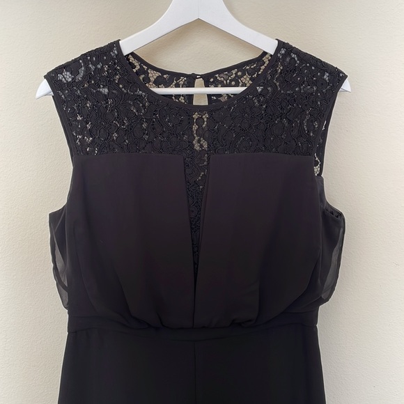 White House Black Market Lace Inset-Bodice Black Wide-Leg Jumpsuit - Picture 5 of 8